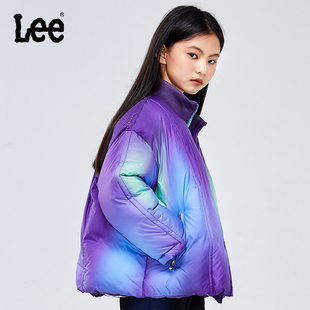 Lee 2023新款男女秋冬儿童短款羽绒服小个子女生保暖外套连帽