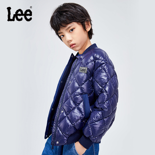 Lee 2023新款男秋冬儿童短款拼接羽绒服小个子女生保暖加厚外套