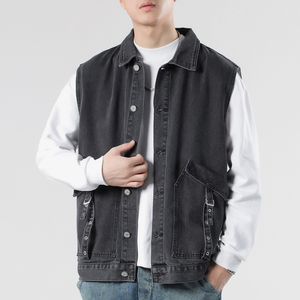 秋季牛仔马甲男款新款多功能休闲外穿宽松水洗无袖外套9023-P80图片