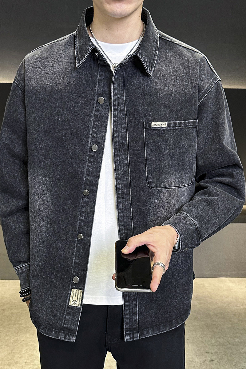 店主风秋季衬衫款水洗牛仔外套男夹克潮青年百搭学生上衣329-P90,男装衬衫,电商A318