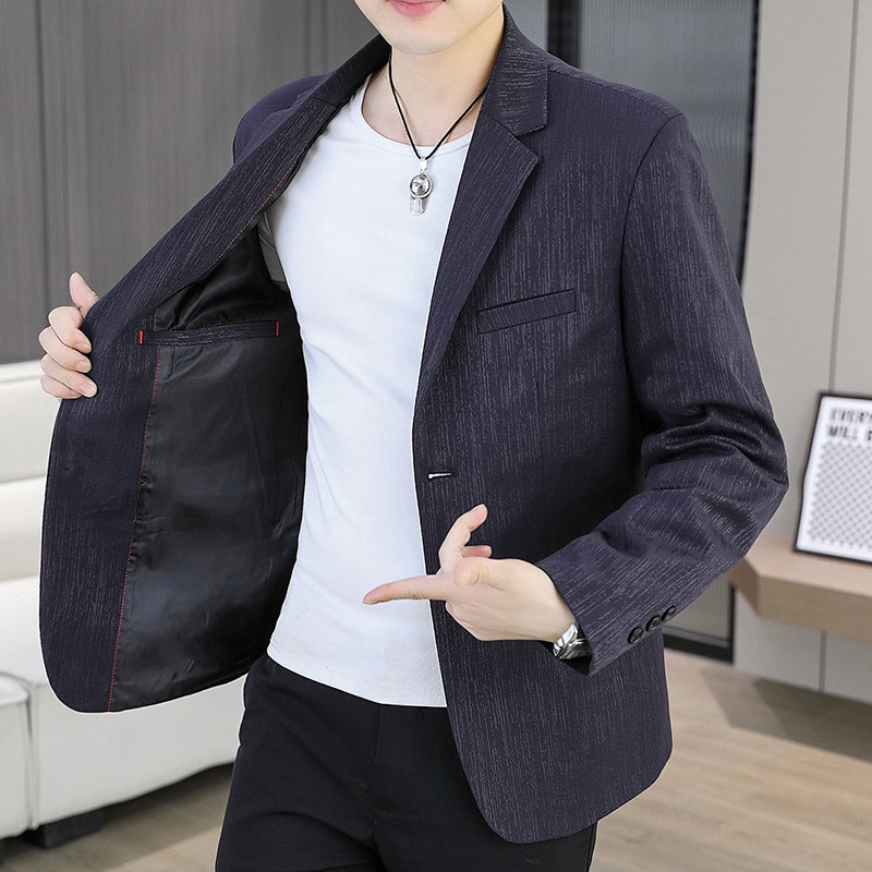 西装外套男免烫高级感商务修身单西韩版潮流休闲西服秋季-P90,男装西服套装,电商A318