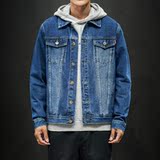 男士春秋季外套新款日系复古牛仔夹克潮青年上衣百搭衣服8118-P75，男装夹克，电商A318