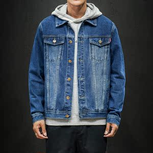 男士春秋季外套新款日系复古牛仔夹克潮青年上衣百搭衣服8118-P75图片