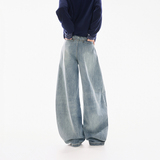 重工艺刺绣前口袋工装牛仔裤男美式复古阔腿弯刀裤子9069-P85，男装牛仔裤，电商A318