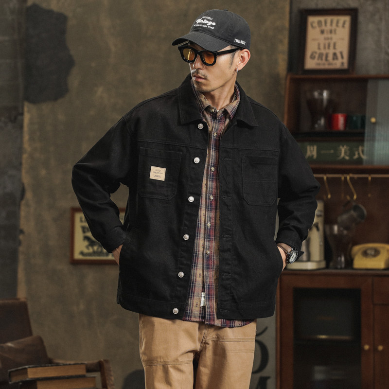 秋季休闲上衣服纯棉工装牛仔外套男潮牌美式宽松夹克男装302-P90,男装工装外套,电商A318