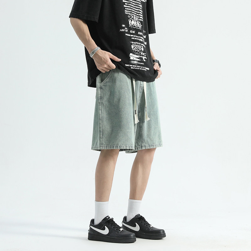 夏季薄款牛仔短裤男士潮牌宽松休闲中裤美式五分裤子男款F01-P50,男装牛仔裤,电商A318