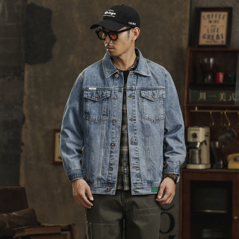 秋季牛仔夹克男外套新款百搭潮牌休闲翻领工装上衣服男款9008-P95,男装夹克,电商A318