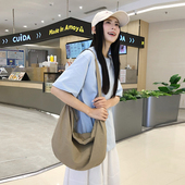 THE COLE慵懒简约大容量饺子包尼龙布单肩纯色斜挎包休闲柔软布包