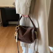 THE 百搭单肩斜挎包小方包 时尚 COLE新品 小众麂皮手提包女2025新款