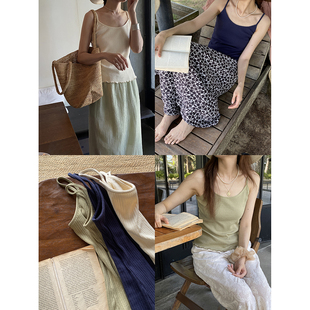 雏菊BellisPerennis2025SS 竖纹肌理棉卷边针织吊带背心