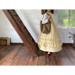 雏菊BellisPerennis2025AW 汉麻有机棉小黄格浪漫裙摆背心裙