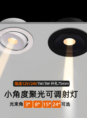 12V24V小角度聚光射灯光束角3度8度15度嵌入式75mm餐厅可调氛围灯