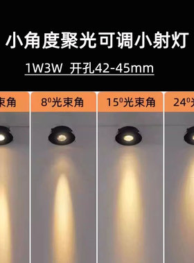 小角度led聚光可调小射灯1W3W嵌入式开孔4.5cm45mm3度8度15度24度