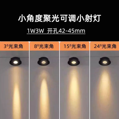 小角度LED小射灯45MM1W3W8度15度