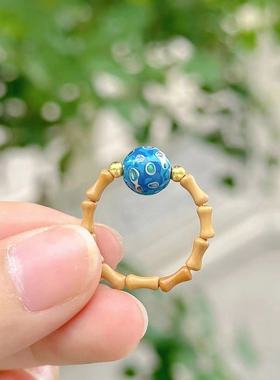 【有球】中国风 轻奢竹节大漆珠戒指 男女生可戴 6003