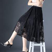 This year, long skirts with lace edges are in vogue for chubby girls. Large-sized ones can make them look slimmer. A-line large swing mesh fairy pleated skirts are popular for girls thumbnail 6