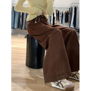 xs码 150小矮个子美拉德阔腿牛仔裤 女秋冬高腰宽松垂感显瘦拖地裤