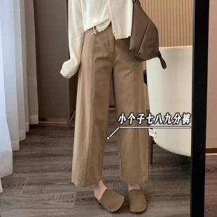 高腰显瘦休闲哈伦裤 女春夏新款 xxs 阔腿裤 小个子145七分卡其色工装