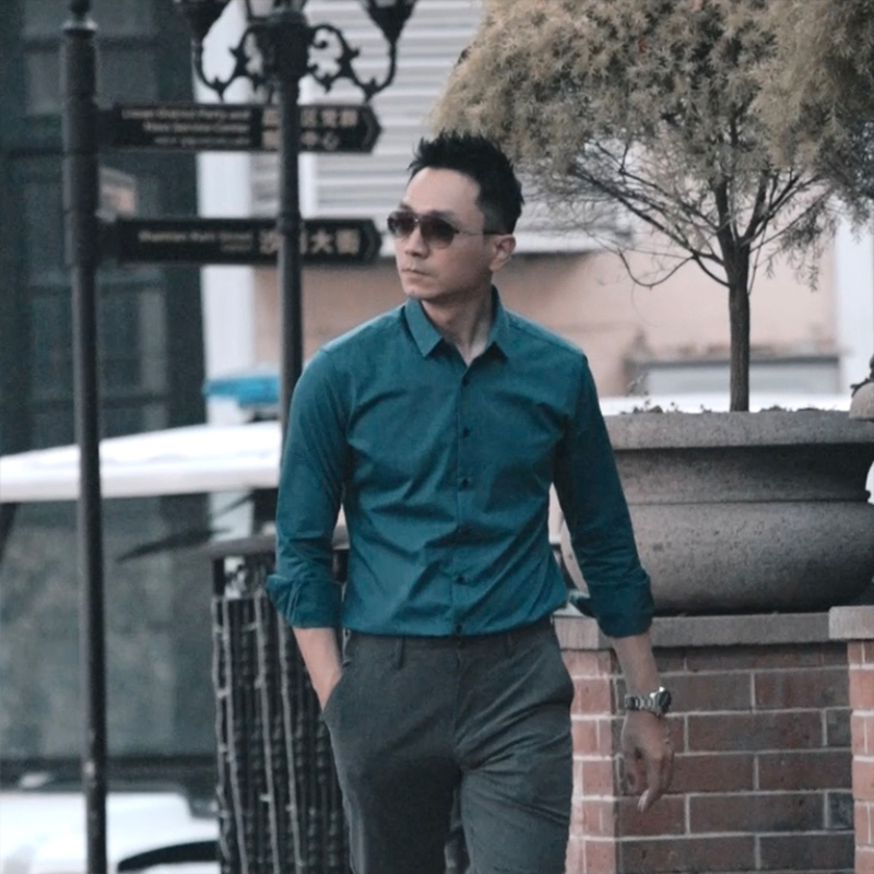 商务长袖衬衫Seno修身祖母绿