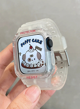 苹果手表表带卡西欧iwatch8/7夏季运动表壳一体适用applewatch6se