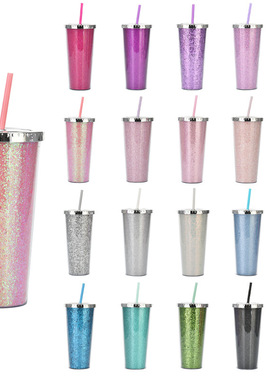 跨境亚马逊24OZ大容量双层塑料吸管杯AS跨境电商男女学生通用水杯