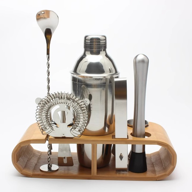 750ML调酒器套装带木架酒吧家庭用酒具