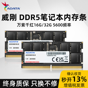 威刚万紫千红DDR5笔记本电脑内存条16G 64G 5600MHz运行内存 32G