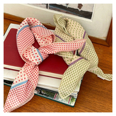 韩国新款 饰围巾头巾领巾女丝巾 清新复古波点棉麻小方巾柔软亲肤装