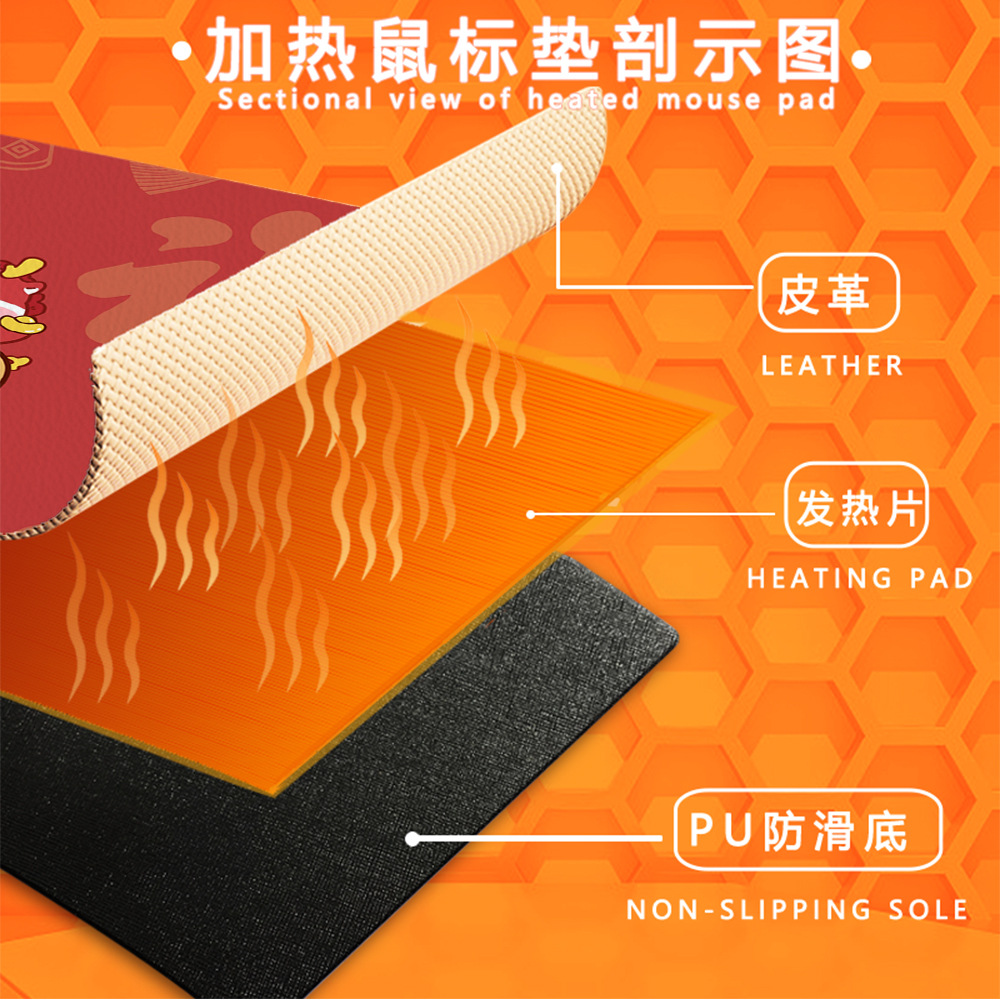 办公室桌面加热鼠标垫福龙款暖桌垫超大电脑垫写字桌垫子可调温
