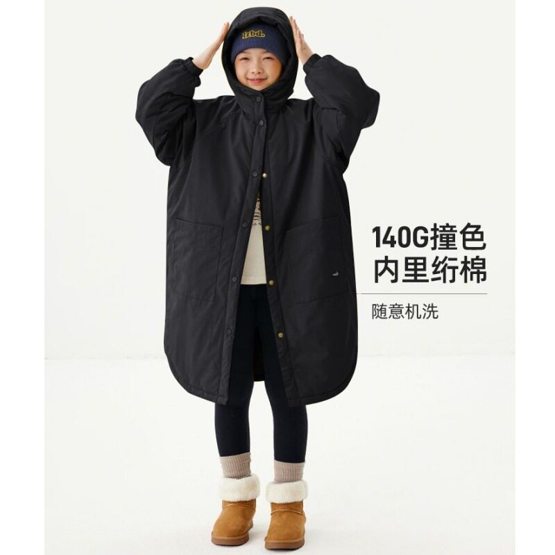 2025女童长款过膝羽绒棉服洋气韩版冬装加厚保暖外套棉袄潮