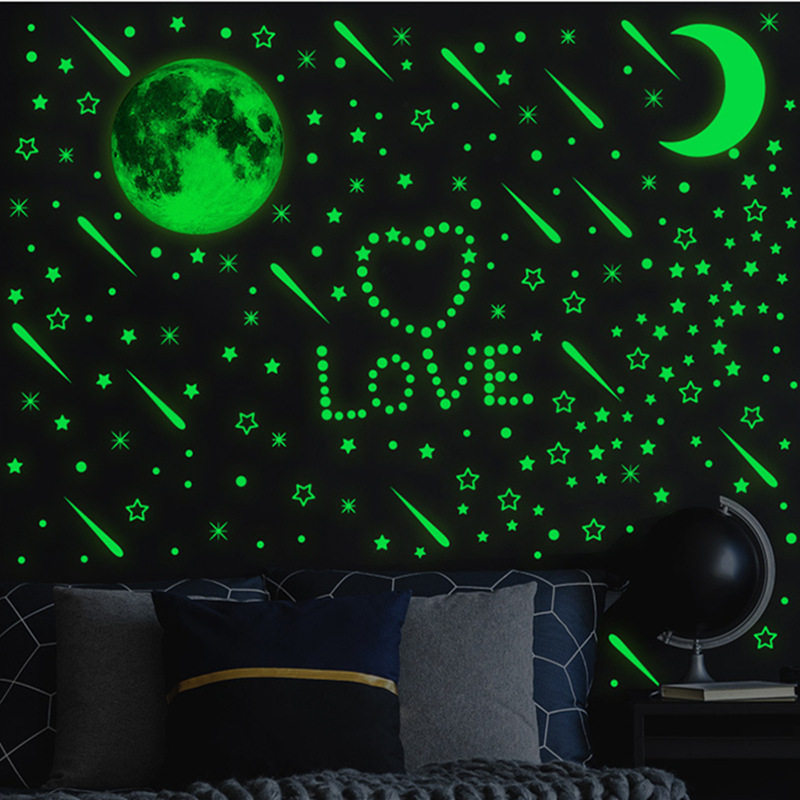 YG1020亚马逊热销 夜光贴 发光月球星星圆点荧光贴自粘卡通墙贴纸,家居饰品,软装墙贴,淘宝优惠券,粉丝福利购,淘宝优惠卷