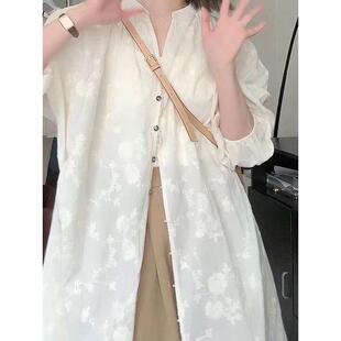 2026夏季新款女士爆款国风长袖衬衫外套新中式长款薄款显瘦防晒衣