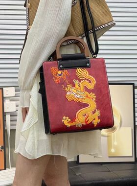 中国风真皮包大容量单肩