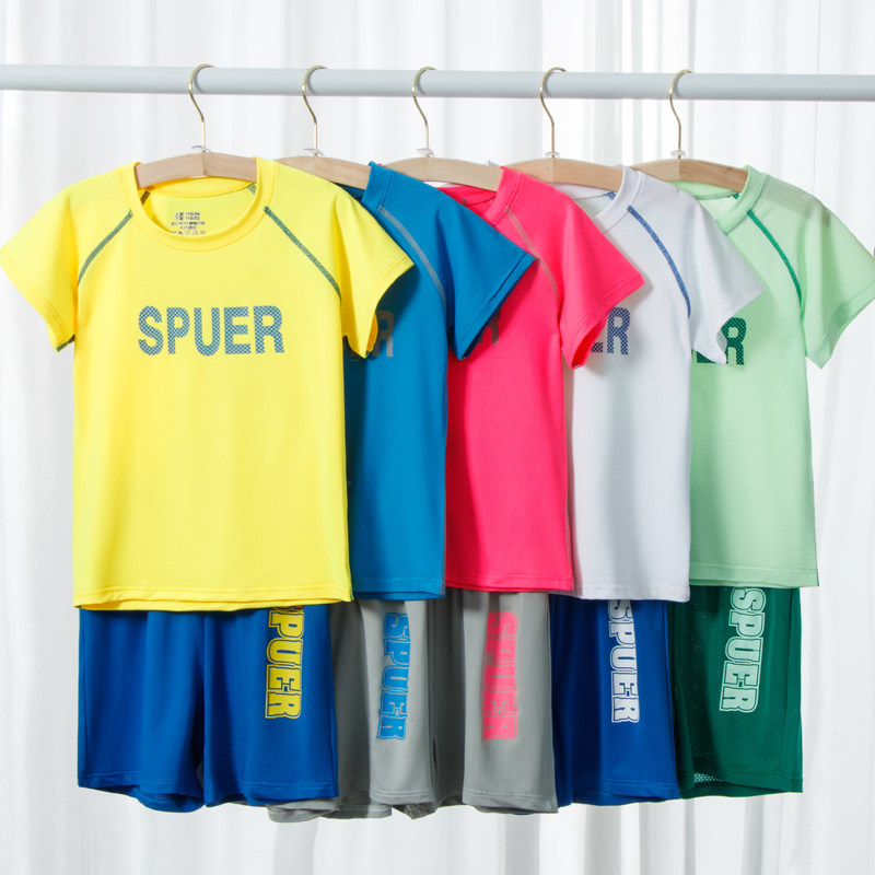 儿童跑步运动服男孩夏季男童夏款短袖短裤套装夏装小孩大童速干衣