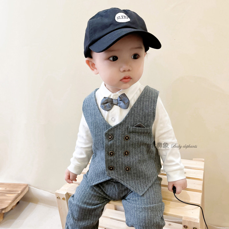 신사 정장 돌돌잔치 100일 연회 작은 정장 영국식 멋쟁이 쓰리피스 슈트