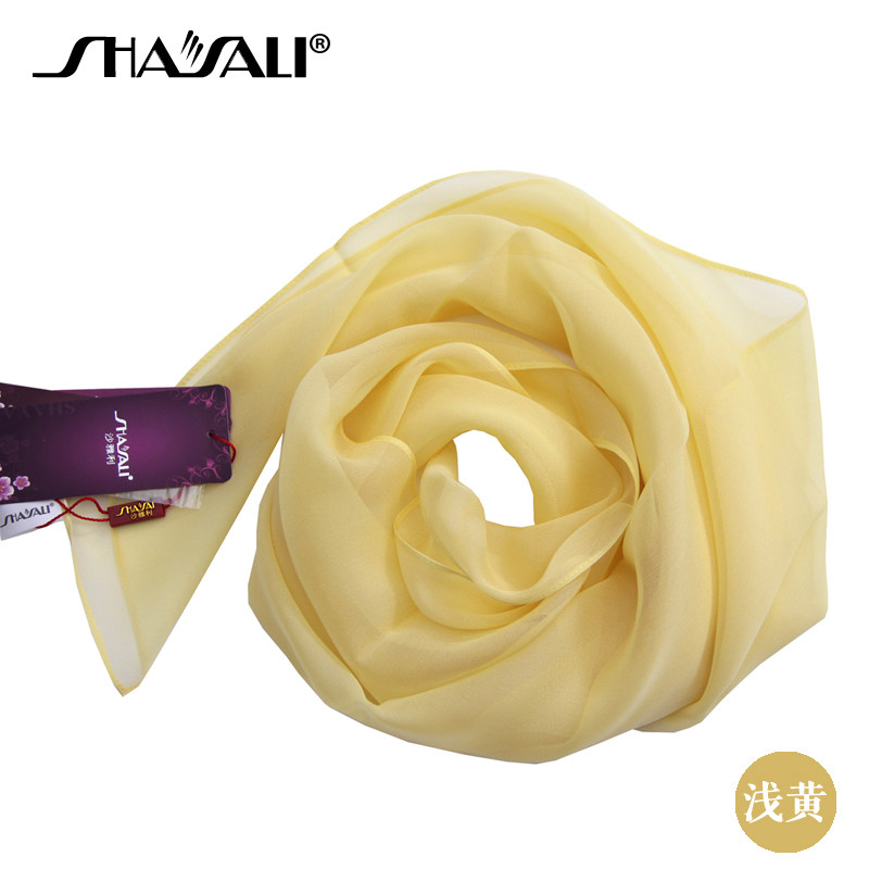 沙雅利丝绸春夏秋冬时尚百搭女真丝围巾乔其纱纯色丝巾桑蚕丝方巾