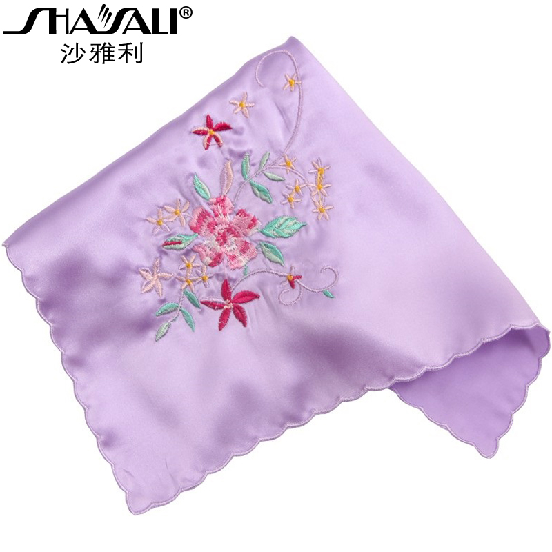真丝沙雅利手帕包邮桑蚕丝绣花