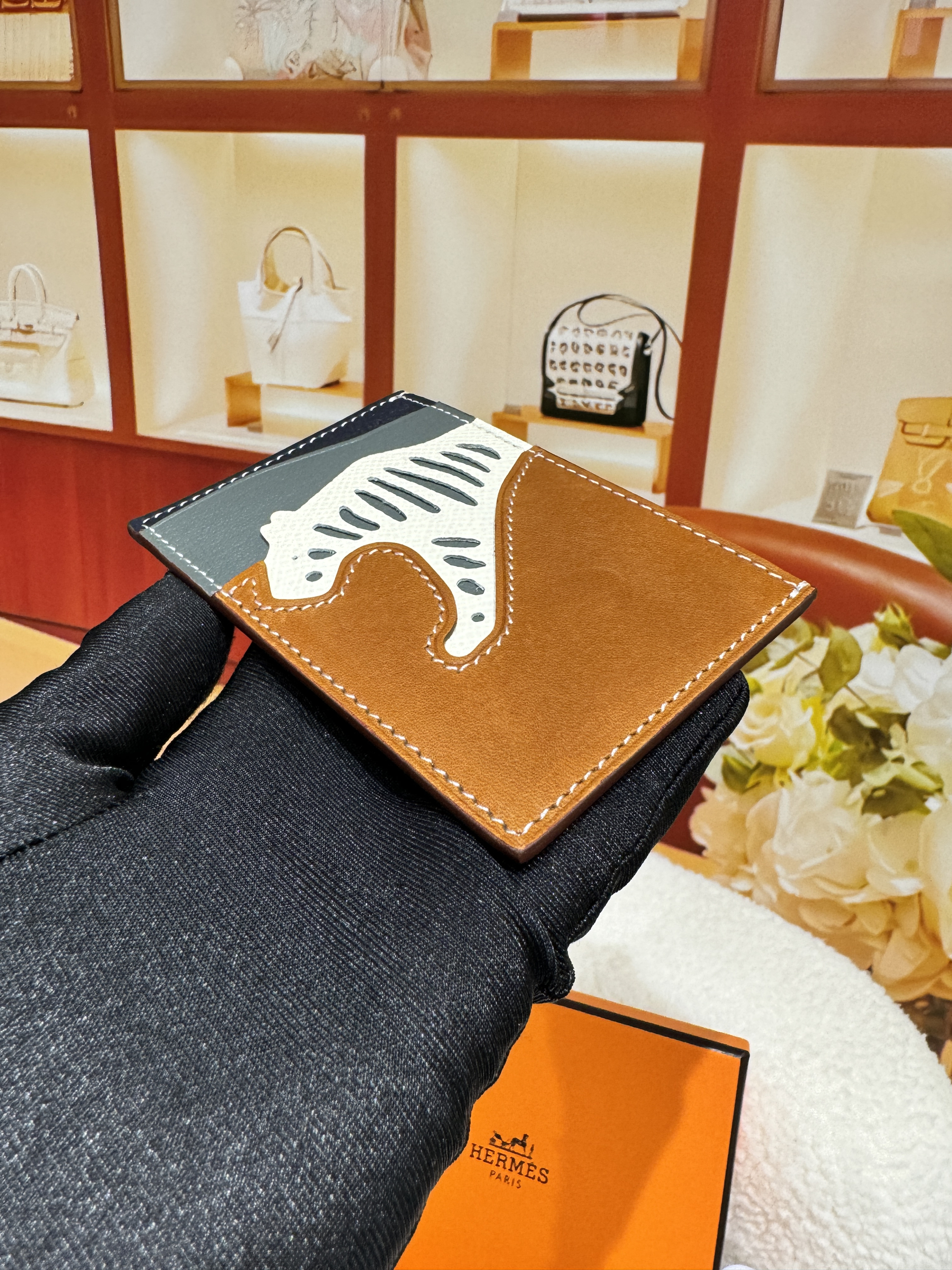 进口掌纹撞色老虎头卡包马鞍皮信用卡套男女卡夹多色可选