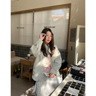 休闲短外套 春季 吴宝珠 韩系简约风气质杏色立领皮衣女2026新款