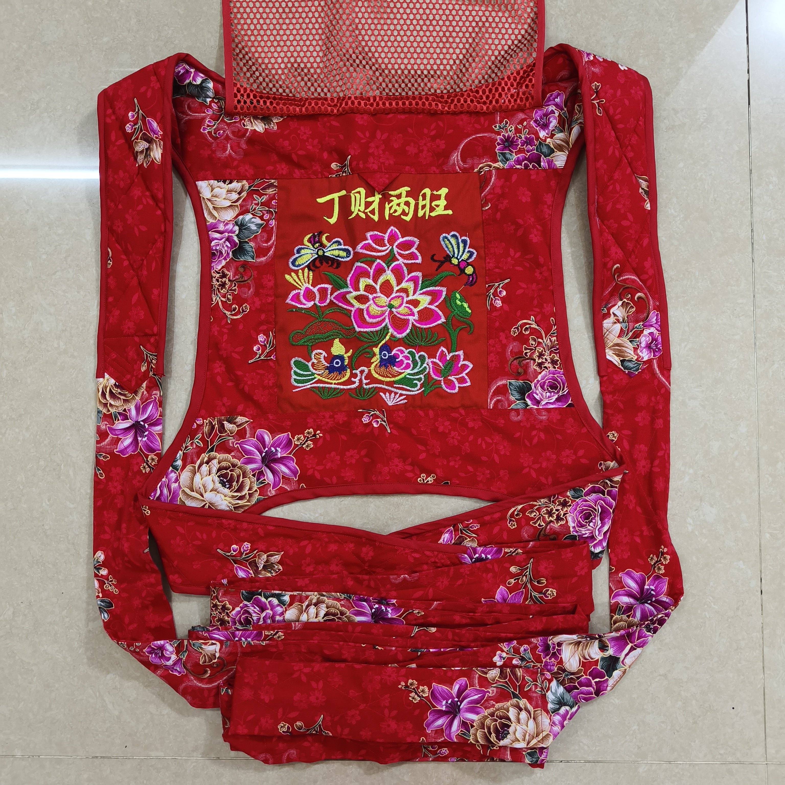 传统婴儿背带绣花广东四爪婴儿背带老式绑带带娃神器