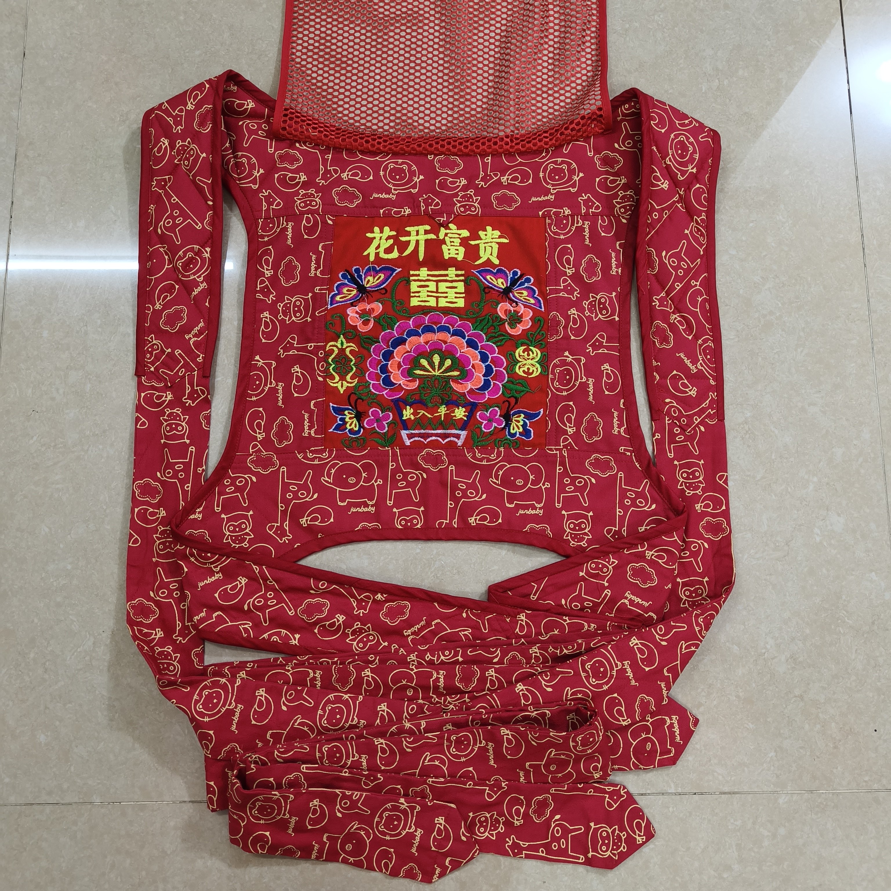 传统婴儿背带绣花背带广东广西湖南四爪婴儿背带老式绑带带娃神器