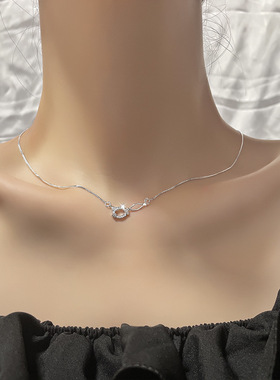 猫咪小鱼项链精致独特设计创意颈链女简约韩版镂空小猫闪钻锁骨链