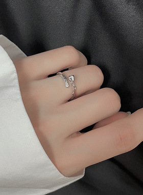 宁宁 含苞待放花蕾花朵开口指环女小众纹理高冷气质玉兰花戒指