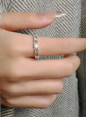 双层十字架戒指欧美2025年新款潮镂空十字锆石指环轻奢麻花食指戒