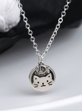 复古冷淡风做旧韩版猫咪锁骨链