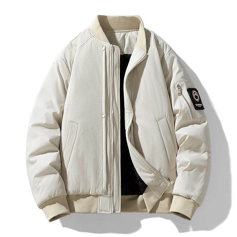 广州新塘秋冬季2025新轻薄保暖羽绒服男款棒球领加绒棉衣夹克外套