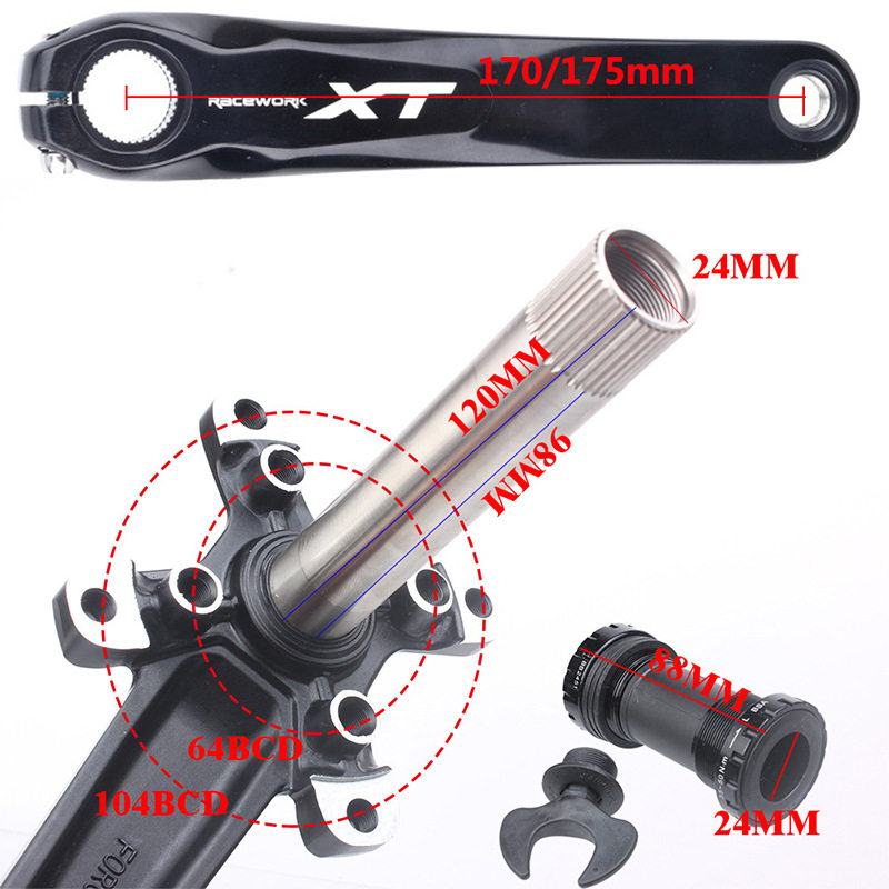 RACEWORK山地车牙盘 XT中空一体曲柄 自行车11速170/175mm单盘