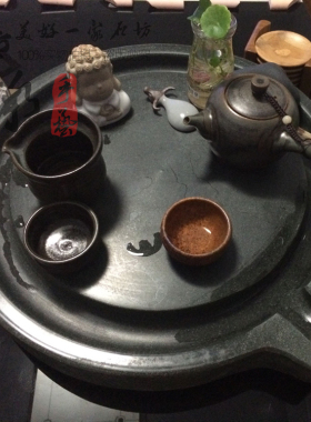 复古天然茶盘石磨