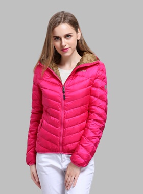 （意单户外连帽羽绒服）冬季旅游显瘦百搭便携排骨衣保暖羽绒服