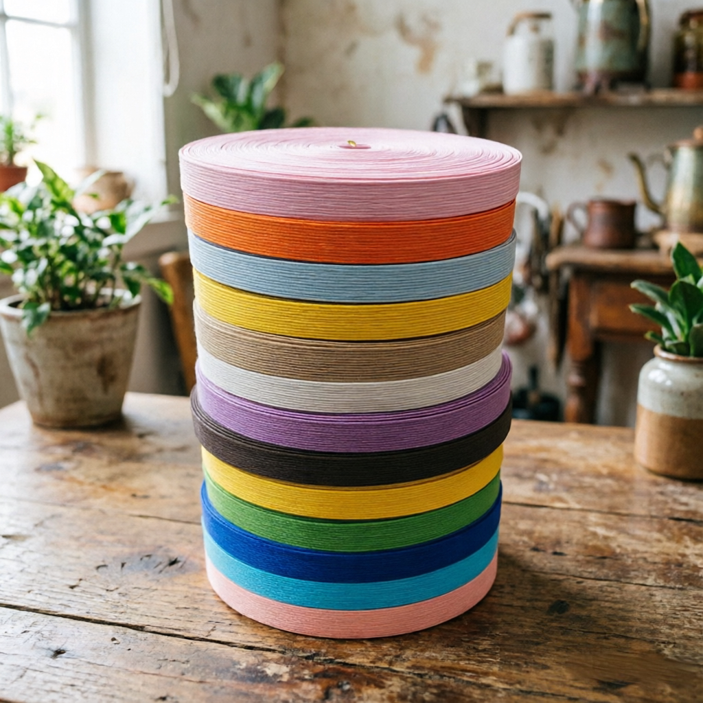 牛皮纸绳手工复古彩色10股手提袋打铆钉纸带绳宽纸绳纸藤绳编织绳